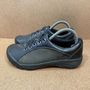 Keen Womens Presidio Leather Lace-Up Walking Shoes Size 8 Black Casual Comfort